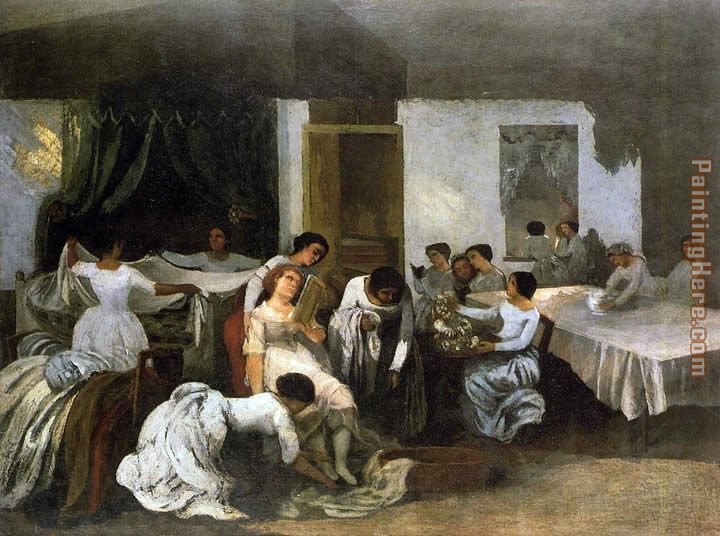 Dressing the Dead Girl painting - Gustave Courbet Dressing the Dead Girl art painting